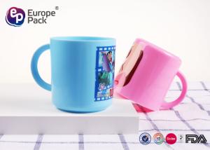 Wholesale Blue / Pink Cartoon Personalized Plastic Cups With Handles For Kids from china suppliers