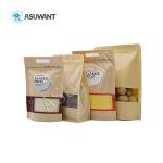 Resealable Brown Stand Up Pouch Packaging , Laminated Kraft Paper Bag For Tea