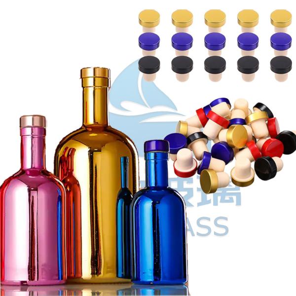 Aluminum Plastic PP Collar Electroplate 500ml 700ml 750ml Vodka Glass Bottle for