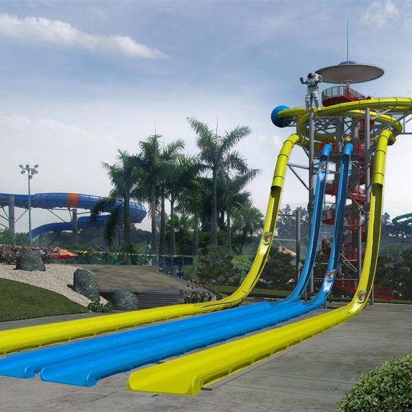 Large Fiberglass Water Slides Equipment , Garden Water Slide For 4 Guests Per