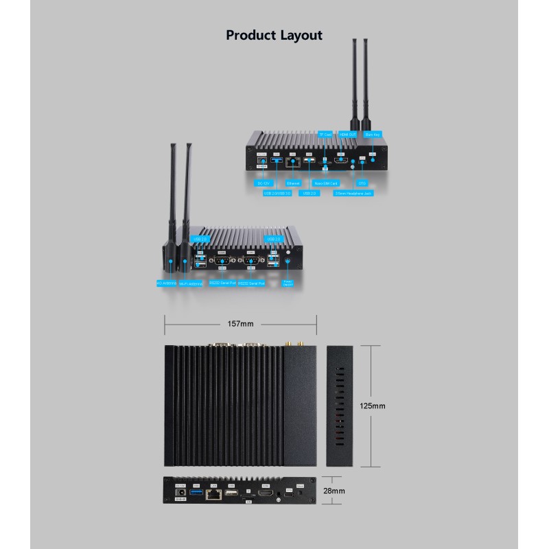 K-Series (K010/ K200/ K300/ K400) Industrial-grade Embedded Mainboard 157x 125x 28mm