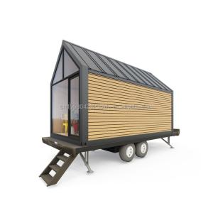 Wholesale Galvanized Steel Square Tubes Modern Triangular Wooden Container House on Wheels for Outdoor Coffee Sales and Design Style from china suppliers