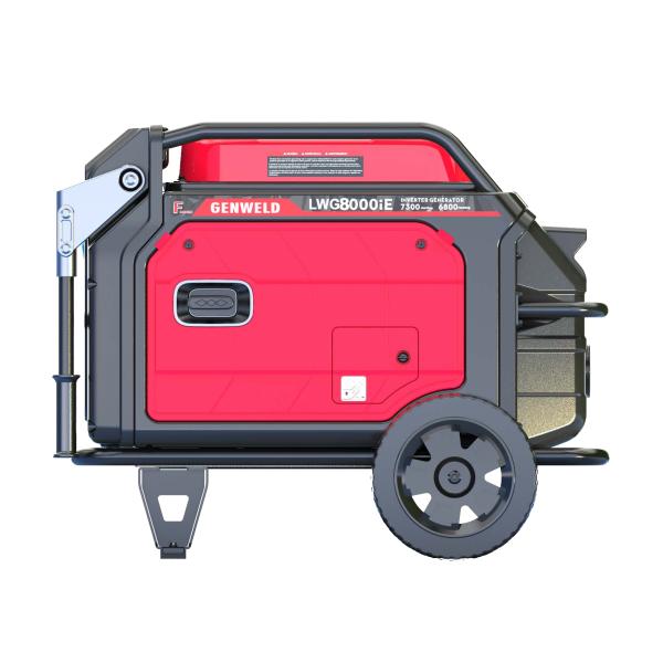 GENWELD Portable 7kW Silent Gasoline Generator Set with 4 Wheels and 65dB Low Noise Level