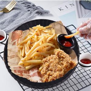 China 10-Inch Reusable Plastic Paper Plate Holder Picnic Supplies Heavy Duty Woven Style White Black Color on sale