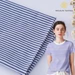 Custom Breathable Single Jersey Knit Fabric , 140g 100 Cotton Striped Fabric