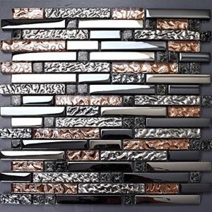 Wholesale Black Brown Electroplate Crystal Glass Mosaic Tile For Kitchen Fireplace Decor from china suppliers