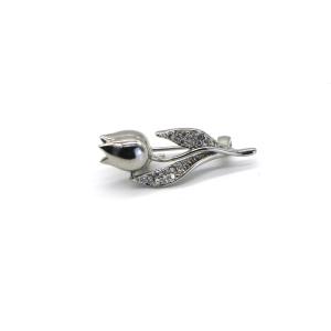 Wholesale Rose Shape Silver Collar Pin For Shirt Decorated 3.4cm size OEM ODM from china suppliers