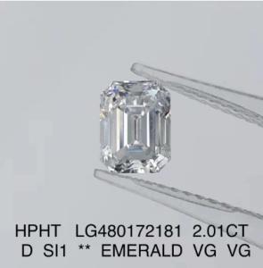 Wholesale 2.01 Ct HPHT Lab Created Emerald Cut Diamond Color D Clarity Si1 from china suppliers