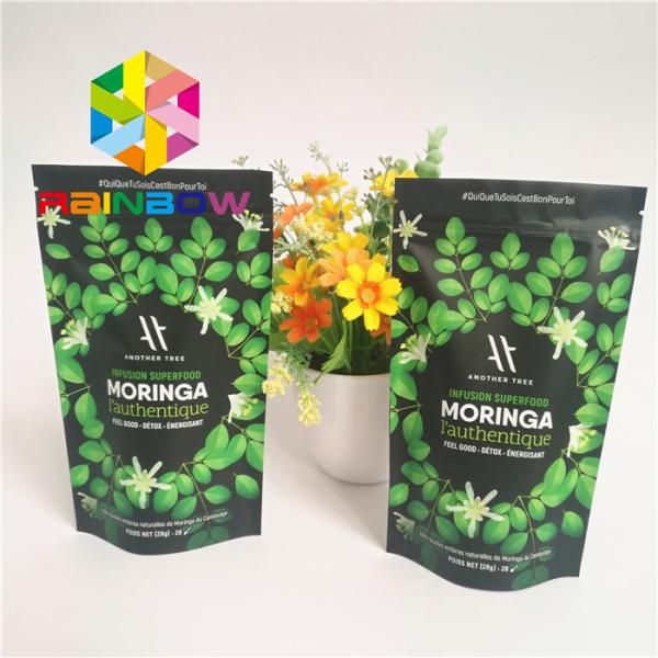 Stand Up k Plastic Pouches Packaging Aluminum Foil Lined Matcha Powder Green Tea