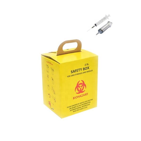 2.5L Custom Printing Recycling cardboard safety box for syringe Medical Sharps