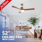Decorative LED Light Solid Wood Ceiling Fan With 5 Speed Remote Control