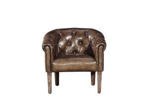 Wholesale Vintage Cigar Leather Occasional Chairs With Solid Wood Legs For Home / Office from china suppliers