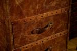 Tan Brown Vintage Storage Trunks , Decorative Trunk Chest Top Grain Genuine