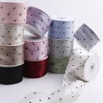25mm-50mm Organza Ribbon With Dot Pattern Printed Polyester Organza Ribbon OEM