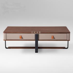 Wholesale 2 Drawer Wooden With Leather Rectangle Metal Frame Modern Coffee Table from china suppliers