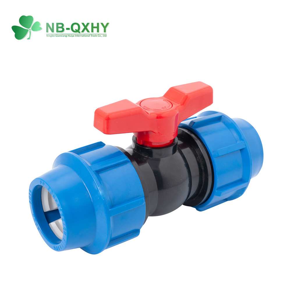PP Polypropylene Compression Plastic Pipe Fittings Elbow Tee Irrigation Ball Valve
