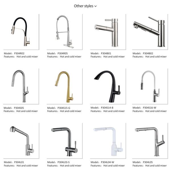 Hot Cold Stainless Steel Kitchen Faucet Single Handle Extendable Kitchen Tap