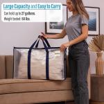 Transparent Moving Storage Bags with Zippers, Foldable Heavy-Duty Tote for Space