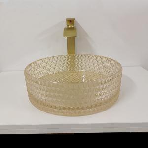China Champagne Glass Vanity Sink Bowl Cylinder Bathroom Crystal Diamond Art on sale