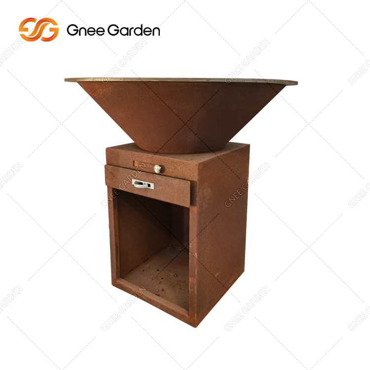Popular wood burning outdoor rust brasero barbecue party corten steel bbq grills