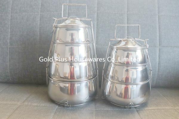 Four tiers portable lunch box material 201 stainless steel food carrier double