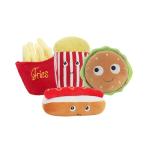 Food Pet Dog Chew Toy Cotton Rope Squeaky Dog Toy Set Hamburger Chips Hot Dog