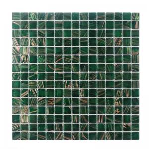Wholesale Classical Retro Style Green Glass Mosaic Tiles With Gold Line Bathroom Toilet Background Wall Tiles from china suppliers