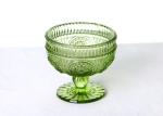 250ml Lead Free Solid Colored Ice Cream Cups , Embossed Vintage Ice Cream Glass