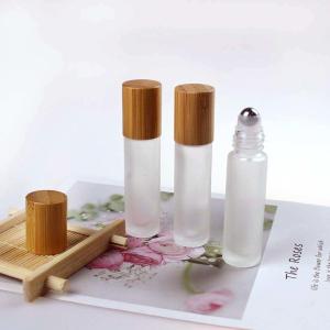 Wholesale Wood Grain Bamboo Cap 3ml 5ml 10ml Frosted Roller Bottles With Stainless Roller Ball from china suppliers