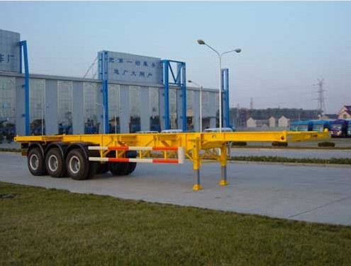 Tri Axles 40ft Yellow Color Skeleton Semi Trailer For Container