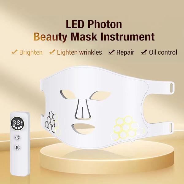 4 Colors Led Red Light Therapy Mask With Silicone And Intelligent Controller For