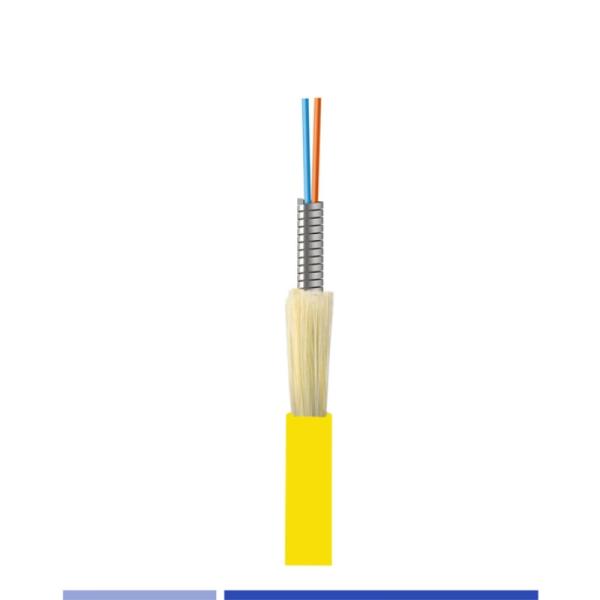 Singlemode Indoor Fiber Optic Cable G652D 6 Strand Armored Fiber LSZH Jacket