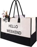 Extra Large Canvas Beach Bag With 2 Side Pockets for Beach, Travel, Cruise,