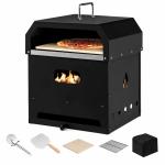 Steel 4 In 1 Outdoor Pizza Oven with 2-Layer Charcoal Firewood Pellets and Pizza