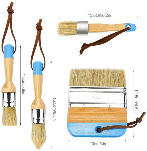 Wholesale 4 Pieces Chalk Paint Brush Wood Chalk And Wax Brushes Natural Stencil Brushes from china suppliers