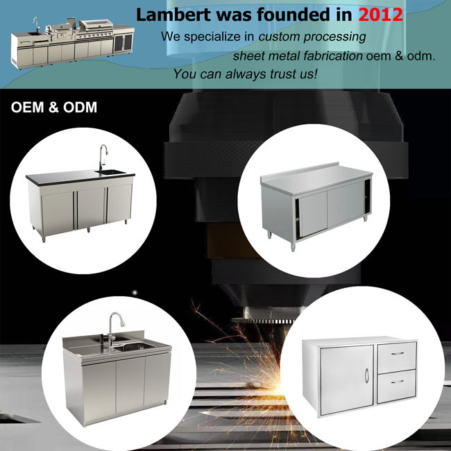 Commercial Stainless Steel Kitchen Cabinets , 50mm Restaurant Stainless Steel Cabinets