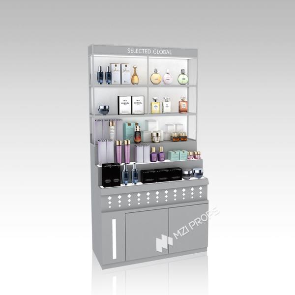 YHeS-P11 10*10 Mirror Stainless Steel Tube Skincare Display Rack for High-End