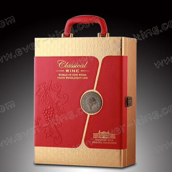 Leather OEM Wine Glass Packaging Boxes For Spirits