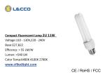 11W T4 Compact Flourescent Lightbulbs , 2 Pin Cfl Bulbs Tricolor Triphosphor