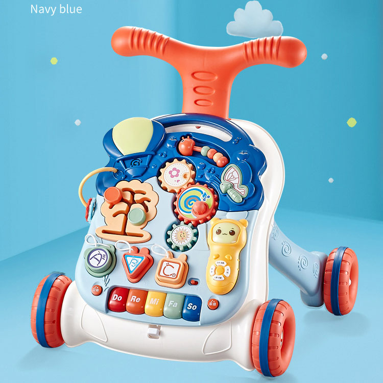 12 Inch Baby Walker Activity Center for Toddler Learning to Walk Sit Stand Early Push Toys Infant Boys Girls Pull Wheels Musical Walking