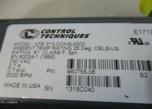 Wholesale Control Techniques Emerson Servo Motor NTE-212-CONS-0000 0.7KW Nidec Motors 240VAC 2.7A from china suppliers