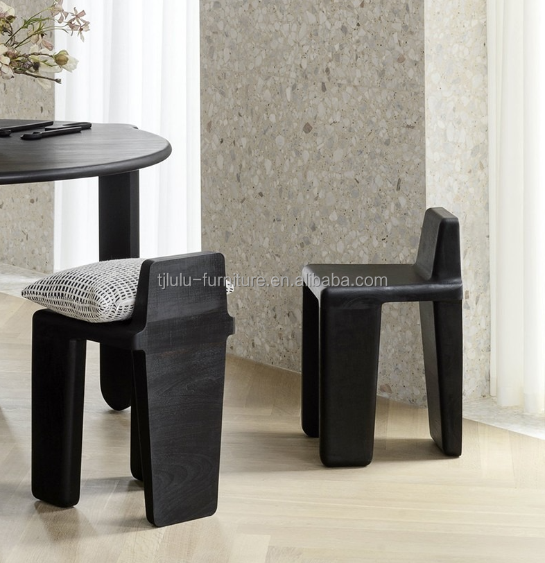 Modern Design Wood Seat Dining Chair Living Room Bar Stool Finish Nitrolacquer for Home Office