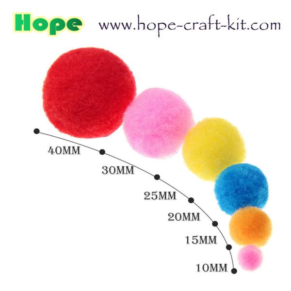 10mm ~40mm assorted color & sizes round shape soft Pom pom ball for children hand-crafted material