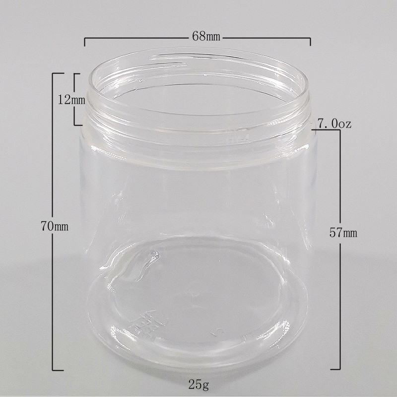 7.0oz/200ml PET Clear Plastic Jar With Aluminum Cover, Wide Mouth Jar For Food Snacks Cosmetic Packaging Storage Tank