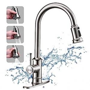 China Farmhouse Single Handle Brass Pull Out Kitchen Tap Sprayer 3 Mode ODM on sale