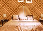 Diamond Pattern Inmitation Leather Asian Inspired Wallpaper Chinese Style Foam