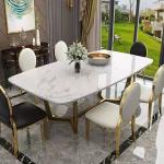 Stainless Steel Rectangular Square Marble Top Dining Table OEM ODM
