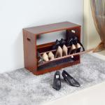 KD Package Brown Small Volume 63cm Width Wooden Shoe Cabinet Bench
