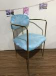 Wrought Iron 48cm 80cm Blue Velvet Dining Chairs