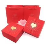 2024 Custom Valentine's Day Gift Packaging Jewelry Red Heart Folding Paper Box